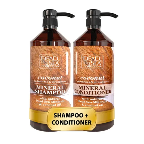 Dead Sea Collection Set de champú y acondicionador con aceite de coco, productos hidratantes para el cabello suavizantes con minerales del mar