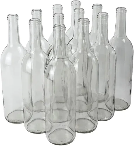 FastRack - Botellas de vino transparentes de 750 ml (Paquete de 12) | Botellas de licor W5 Bordeaux | Botellas vacías de 750 ml para bebidas, 12 por