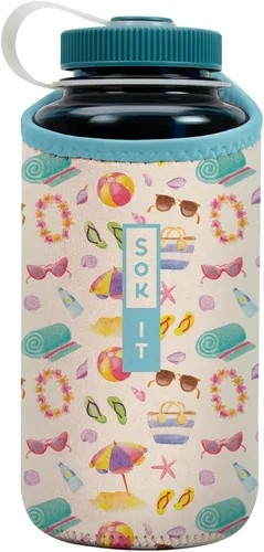 Miniatura 160 de Sok It BotlSok Funda para botella de agua con cubierta de neopreno aislante (Floral abstracto, se ajusta a CamelBak o Nalgene de 12 onzas)