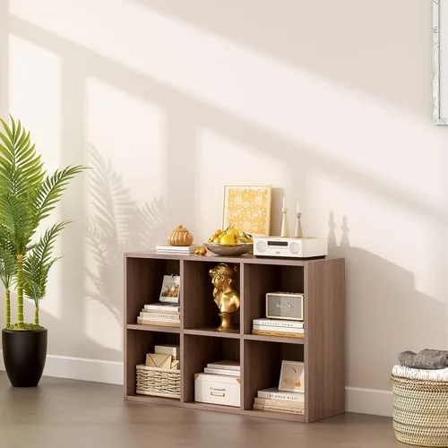 Miniatura 3 de OSCHF - Estantería de almacenamiento de 6 cubos, estantería de madera de 3 niveles con espacios abiertos para el hogar y la oficina, organizador