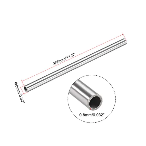 Miniatura 2 de uxcell 2 tubos de tubo capilar de acero inoxidable 304 de 0.252 in ID 0.315 in OD 11.811 in longitud 0.031 in pared