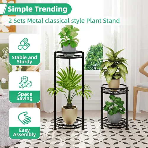 Miniatura 2 de Simple Trending Soporte redondo para plantas para interiores y exteriores, resistente al agua, de metal, alto de 31 pulgadas, estante de exhibición