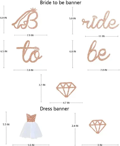 Miniatura 3 de pinkblume Cartel de oro rosa con la frase "Bride To Be", papel con purpurina de doble cara para vestido de boda, guirnalda de diamantes para novia