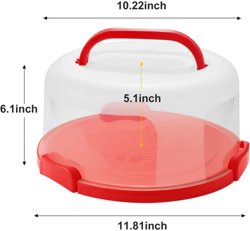 Miniatura 2 de Soporte portátil de 10 pulgadas para tartas con tapa y asa, contenedores redondos de almacenamiento de pasteles, soporte de plástico para tartas
