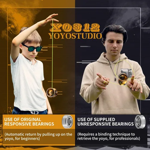 Miniatura 5 de YOYOSTUDIO Yoyo Profesional Sensible Yoyo X0312 para Niños Principiantes, Yoyo de Doble Propósito para Girar con los Dedos para Adultos con Kit