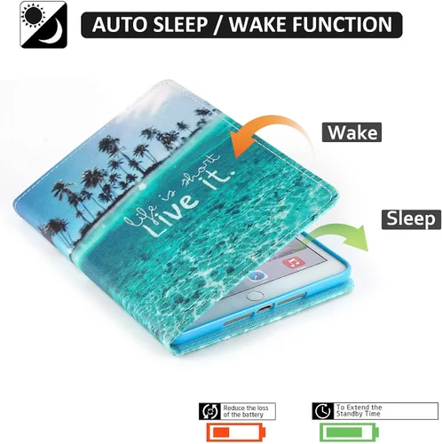 Miniatura 2 de Dteck Funda para iPad mini 5/4/3/2/1, elegante y ligera de cuero sintético tipo folio con cartera, funda inteligente