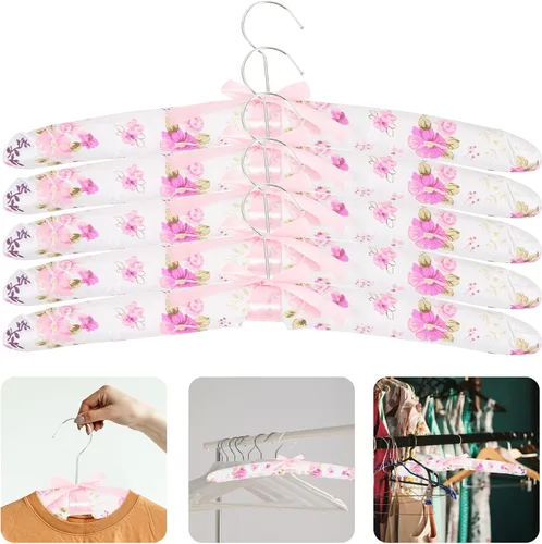 Miniatura 9 de VILLCASE 5 perchas acolchadas antideslizantes con funda de esponja suave para suéteres, vestidos y trajes, diseño sin rastros para la organización
