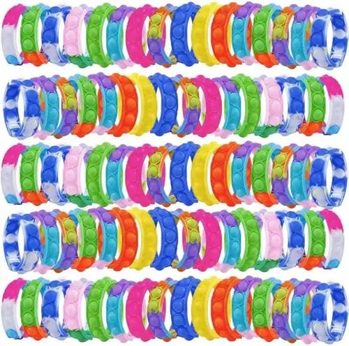 Miniatura 7 de 300 pulseras de juguete para ansiedad, pulseras sensoriales de burbujas emergentes, juguetes sensoriales para aliviar el estrés, pulsera de silicona