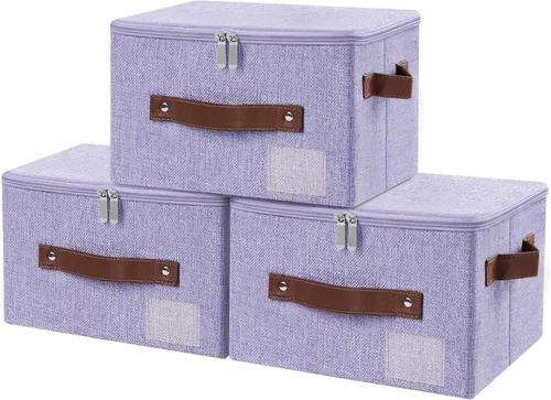 Miniatura 44 de Lucky Monet 1 contenedor de almacenamiento con tapas de cremallera de 10 x 8 x 7 pulgadas, cajas de almacenamiento plegables de tela con tapa