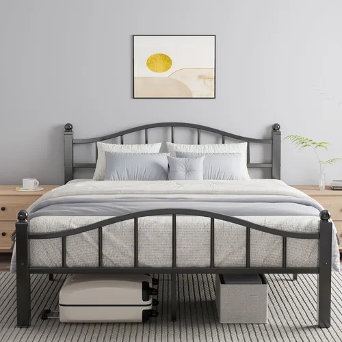 Miniatura 10 de Marcos de cama individuales de metal, diseño sin ruido y almacenamiento debajo de la cama, marcos de cama resistentes con cabecero, no necesita