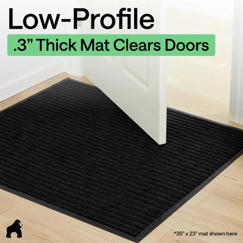 Miniatura 9 de GORILLA GRIP Tapete impermeable para puerta de protección de tráfico, 35 x 23 pulgadas, tapetes de entrada resistentes, tapetes comerciales con Negro