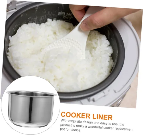 Miniatura 3 de Hemoton Recambio de olla de arroz de acero inoxidable para olla interior de 7.79 pulgadas, revestimiento universal de cocina con escala de medición