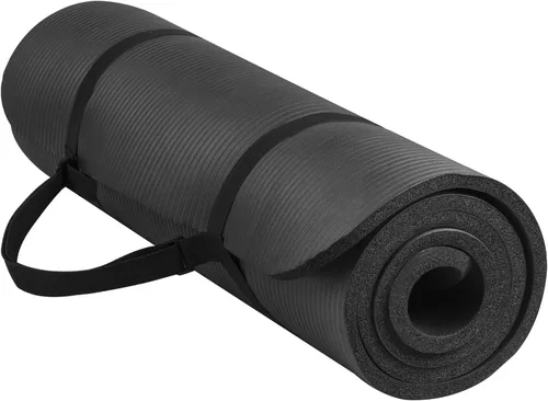 Miniatura 2 de Fitvids Esterilla de yoga multiusos de 1/2 pulgada, extra gruesa, de alta densidad, antidesgarros, con correa de transporte y bloques de yoga, Azul