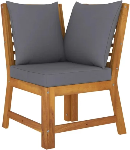 Miniatura 6 de Ensemble Salon de Jardin 9 Pièces en Bois d'Acacia Massif avec Coussins Gris, Mobilier d'Extérieur Modulable Pour Terrasse et Balcon, Confortable et