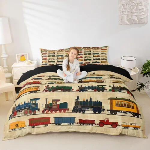 Miniatura 14 de Feelyou Race Car Duvet Cover Twin Size Boys Girls Speed Sports Car Bedding Set Breathable Soft Racing Comforter Cover 2Pcs Black White Checked