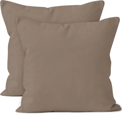 Encasa XO Juego de 2 fundas de almohada de 12 x 12 pulgadas, color beige, sin rellenos, fundas de almohada de algodón para sala de estar, cama,