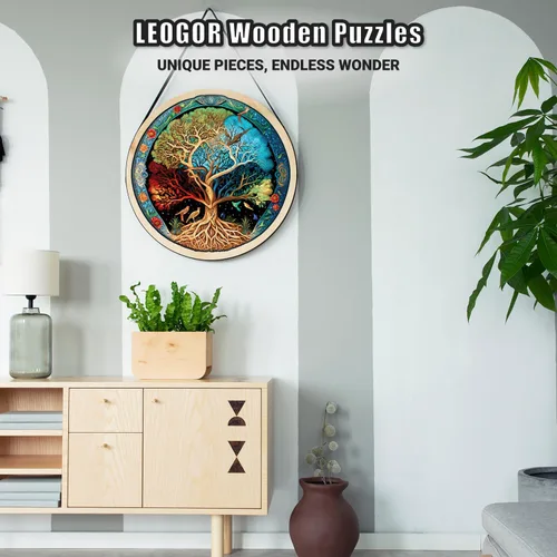 Miniatura 4 de LEOGOR Rompecabezas de madera para adultos, rompecabezas de 200 piezas (11.9 x 12 pulgadas), madera de 0.197 in de grosor, rompecabezas redondos