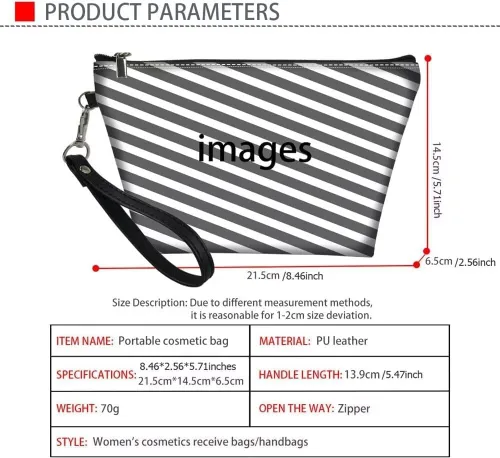Miniatura 6 de Howilath Abstract Art Cat Cosmetic Pouch for Women PU Leather Toiletry Storage Bag Trapezoid Makeup Bags with Wrist Strap