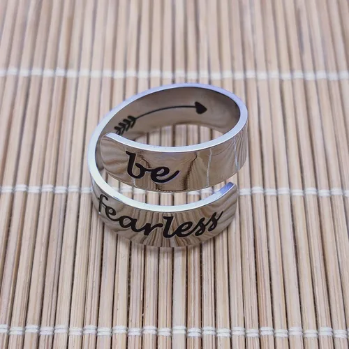 Miniatura 14 de HOFOYA Anillos inspiradores ajustables de acero inoxidable, anillos de grabado, joyería motivacional, graduación, San Valentín, regalos