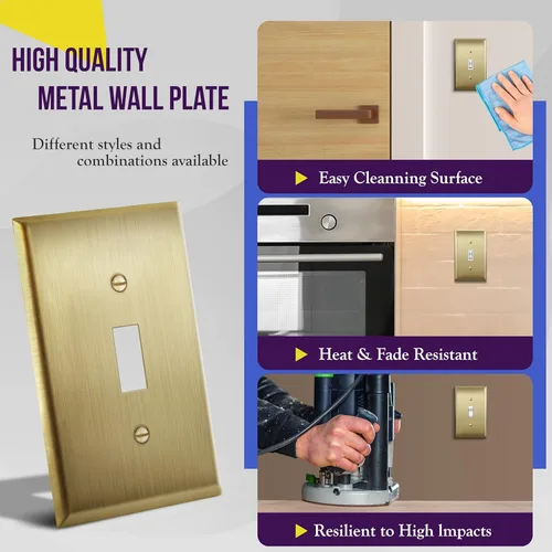 Miniatura 96 de ENERLITES Placa de Pared Metálica para Interruptor de Luz de Palanca, Acero Inoxidable 201, Resistente a la Corrosión, Tamaño Estándar 1-Gang 4.50