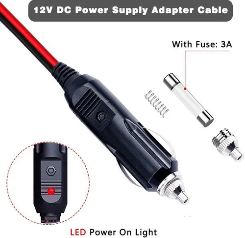 Miniatura 4 de DOCA Adaptador de vehículo CC Lightning Cargador de coche Cable de fuente de alimentación de 4 pies de largo para reproductor de DVD portátil