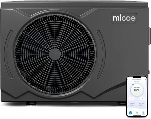 MICOE Bomba de calor para piscina de 58,000 BTU, calentador de bomba de calor de fuente de aire eléctrica inteligente para piscinas sobre el suelo y