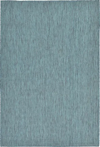 Miniatura 67 de Unique Loom Collection Alfombra de Área Plana Casual de Transición Sólida Jaspeada para Interiores/Exteriores (Pasillo 2' x 6' 1", Azul/Azul Marino)