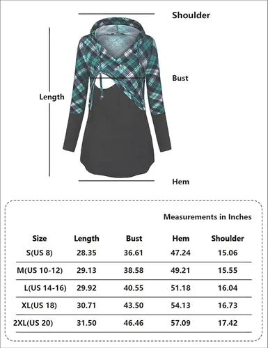 Miniatura 4 de QUINEE sudadera con capucha para mujer de manga larga a cuadros, bloque