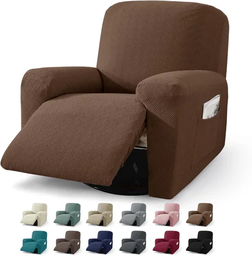Miniatura 39 de JIVINER Fundas reclinables de gran tamaño de 3 piezas para sillón reclinable grande con bolsillos, tela jacquard elástica Lazy Boy funda para sofá
