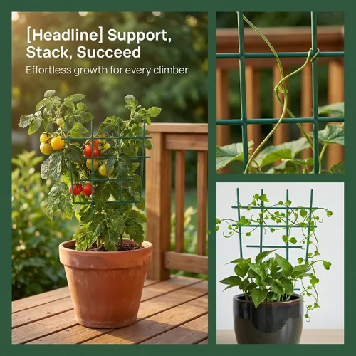 Miniatura 2 de DOITOOL Enrejado de plantas pequeñas, paquete de 5 mini soportes para plantas en macetas para enredaderas, enrejado de jardín de plástico, malla