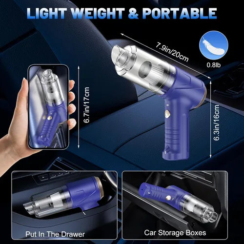 Miniatura 8 de Aspiradora de Mano Inalámbrica para Automóvil 16000Pa 4 en 1 Aspiradora Portátil y Soplador de Aire con Luz LED 120W de Alta Potencia - Múltiples