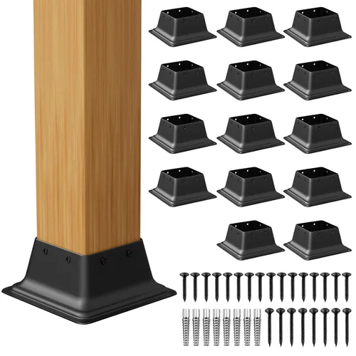 Miniatura 10 de SPACEEUP Base de poste de 4 x 4, tamaño interno de 3.6 x 3.6 pulgadas, soporte de poste de acero resistente, apto para anclaje de poste de madera