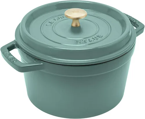 Miniatura 10 de Staub Z1025-988 Pico Cocotte Eucalipto redondo, 5.5 pulgadas (5.5 in), pequeño, doble mano, olla esmaltada fundida, compatible con inducción