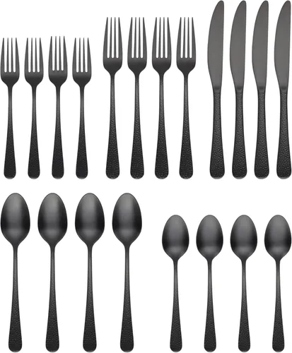 Miniatura 2 de Cambridge Silversmiths Keene - Juego de cubiertos de satén negro de 20 piezas, servicio para 4