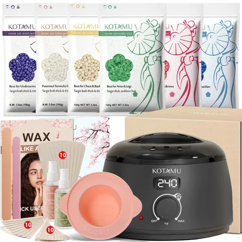 Miniatura 16 de KOTAMU Kit de depilación digital negra para mujeres y hombres, piel sensible, olla de cera dura para cejas, cara, piernas, axilas, depilación suave
