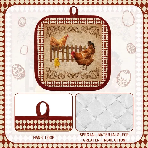 Miniatura 3 de Bencailor 12 soportes para ollas con bolsillo para cocina, guantes calientes para horno, bolsa de galletas, guantes de horno para cocina, regalo