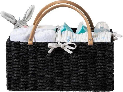 Miniatura 13 de HBlife Organizador Grande de Pañales para Bebé, Cestas de Almacenamiento de Cuerda de Papel Contenedor de Guardería con Divisor Extraíble