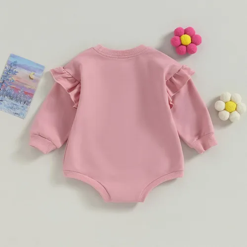 Miniatura 7 de fhutpw Sudadera de gran tamaño para bebé recién nacida, con volantes, manga larga, cuello redondo, suéter, ropa de otoño