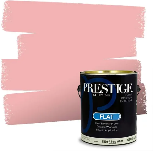Miniatura 180 de Prestige Paints E100-T-SW6591 Pintura exterior e imprimación en uno, 1 galón, plano, combinación comparable de Sherwin Williams Amaryllis, 1 galón