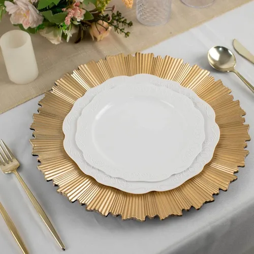 Miniatura 2 de Efavormart - Paquete de 10 platos de postre de plástico francés – Azul y Blanco Floral, platos de ensalada desechables redondos de 7 pulgadas