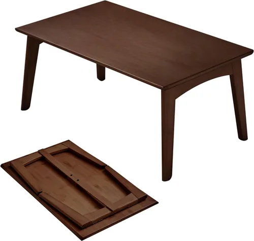 Mesa auxiliar plegable de bambú, escritorio bajo japonés, muebles portátiles sin montaje, para comedor, trabajo, estudiar, relajarse, castaño, 26 x