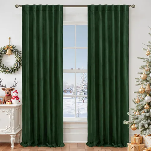 Miniatura 13 de LAMIT - Paneles de terciopelo beige para sala de estar de 72 pulgadas de largo, elegantes cortinas aisladas térmicamente e insonorizadas