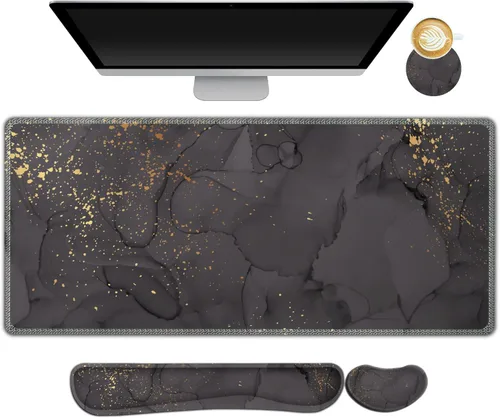 Miniatura 20 de ARTSO Juego de Alfombrilla de Mouse Extendida para Juegos, Reposamuñecas para Teclado + Reposamuñecas + Alfombrilla de Mouse XXL Grande + Posavasos