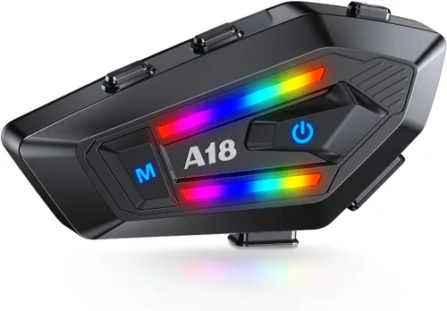 Miniatura 9 de Auriculares de Casco de Motocicleta Bluetooth con Cancelación de Ruido, Altavoces Inalámbricos para Casco con Luz LED de 4 Colores, Batería