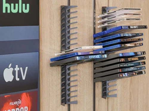 Miniatura 7 de Funturbo Soporte de Pared para Almacenamiento de Videojuegos, Soporte de Estuche de Juegos de Metal, Estantes de Almacenamiento de Medios Montados