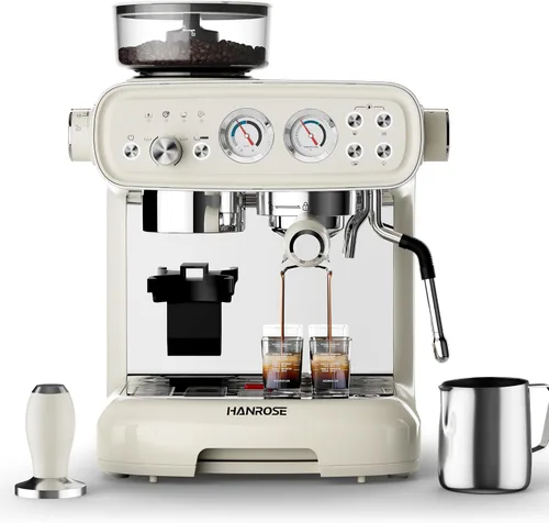 Máquina de café expreso con molinillo, máquina de café expreso de 20 barras con espumador de leche, máquina de vapor para el hogar, máquinas de café