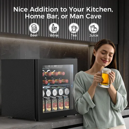 Miniatura 5 de Electactic Nevera de Vino Independiente de Encimera 12 Botellas, 50 Latas Bodega de Vino Enfriador de Bebidas para Refrescos, Cerveza Enlatada