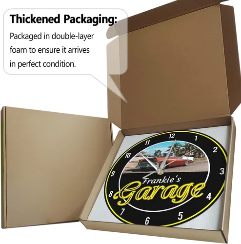Miniatura 7 de Reloj de pared de garaje de 12 pulgadas con imagen personalizada con nombre, reloj de pared vintage para amantes de los autos, funciona