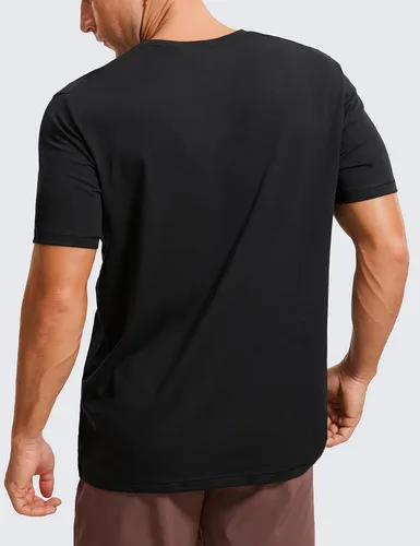 Miniatura 2 de CRZ YOGA Camiseta de manga corta de algodón y poliéster para hombre, ajuste clásico, informal, para entrenamiento, suave, de primera calidad