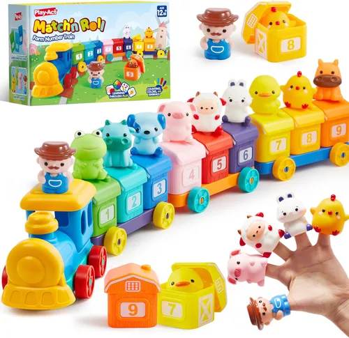 Juguete de Aprendizaje para Niños Pequeños de 1, 2, 3 Años, Conteo, Emparejamiento y Clasificación, Tren de Granja de Aprendizaje Montessori que